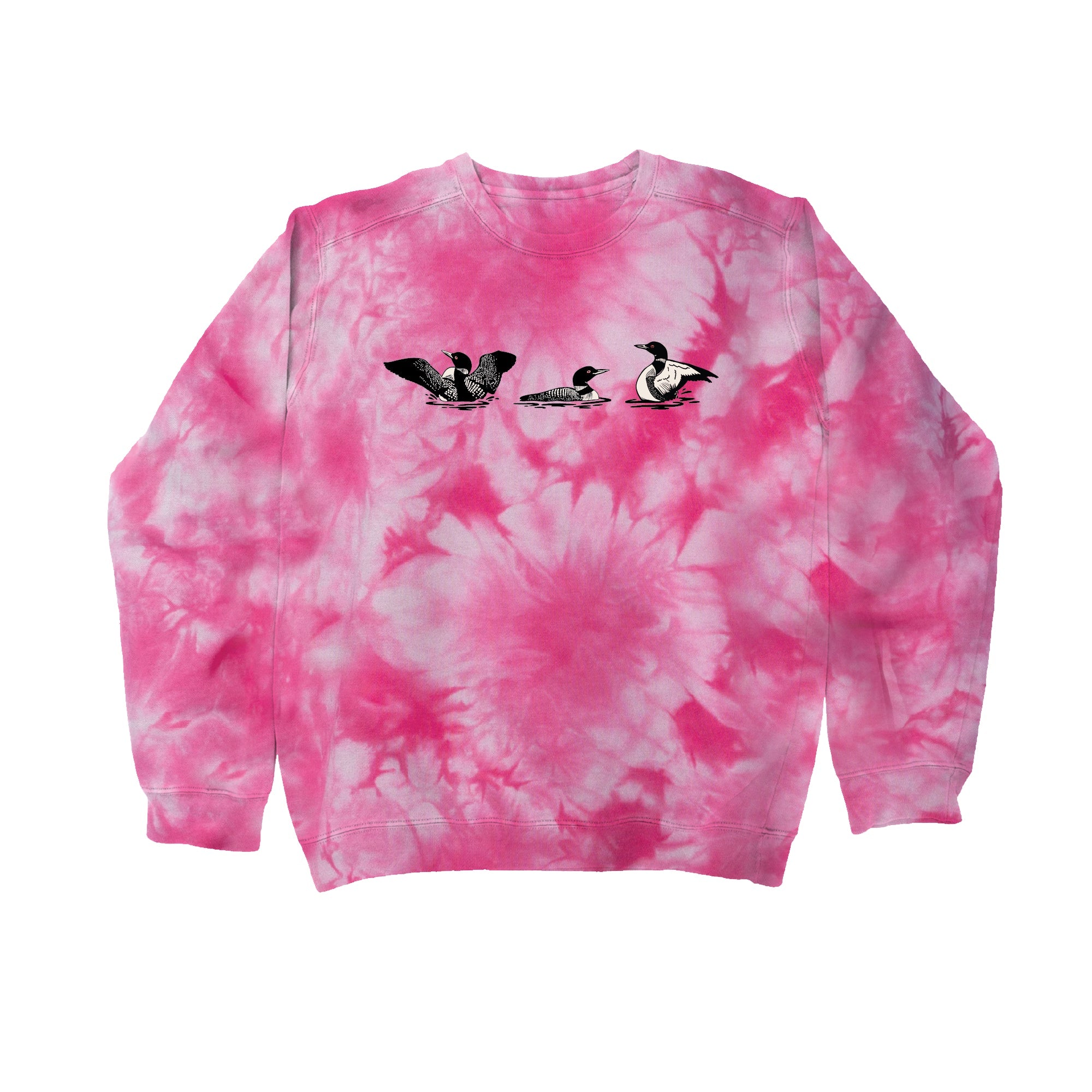 Bird Collective - Loon Trio Tie Dye Sweatshirt - XS - Pink