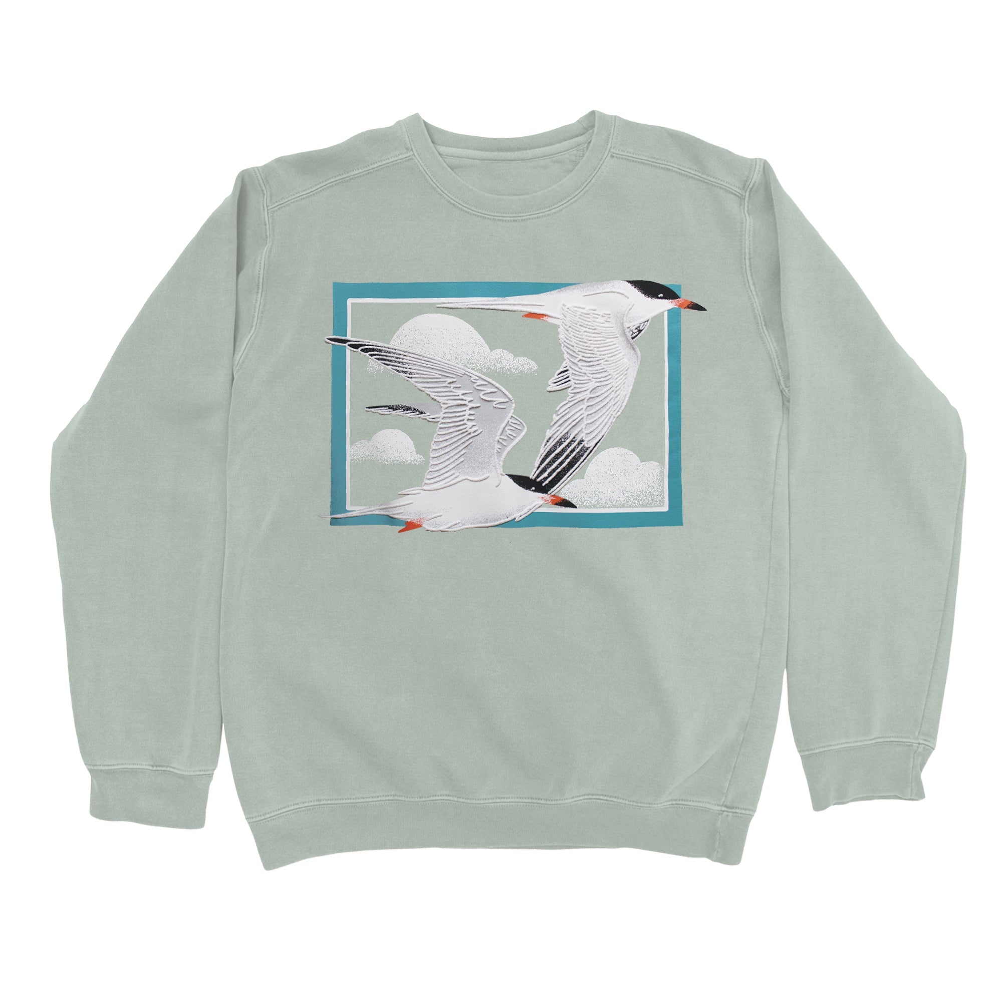 Bird Collective - Tern Puff Print Heavyweight Sweatshirt - S - Seafoam