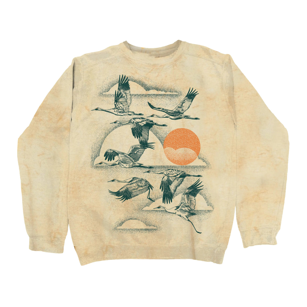 Bird Collective - Whooping Crane Tie Dye Sweatshirt - S - Lemonade