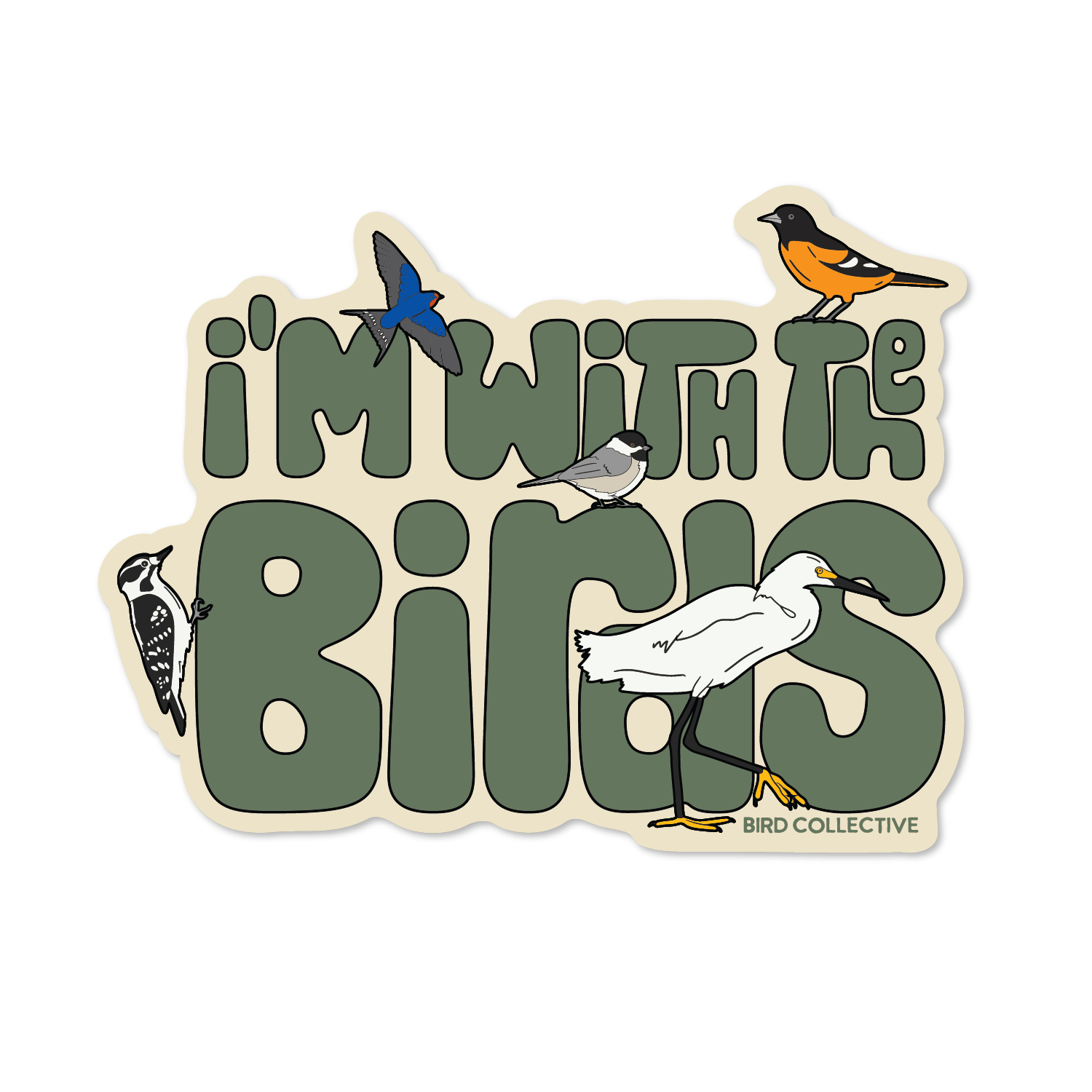 Bird Collective - I'm With The Birds Sticker - -